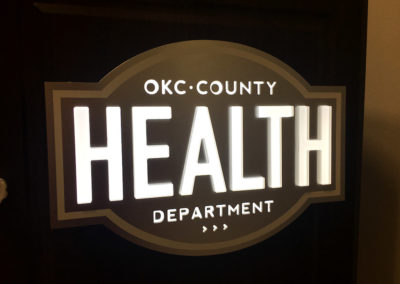 Picture of illuminated podium sign for Health Department