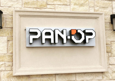 Picture of channel letter logo sign for Pan-Op.